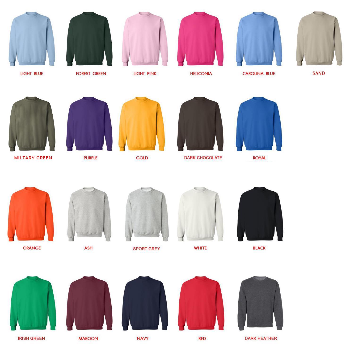 sweatshirt color chart - Out Of Character Shop