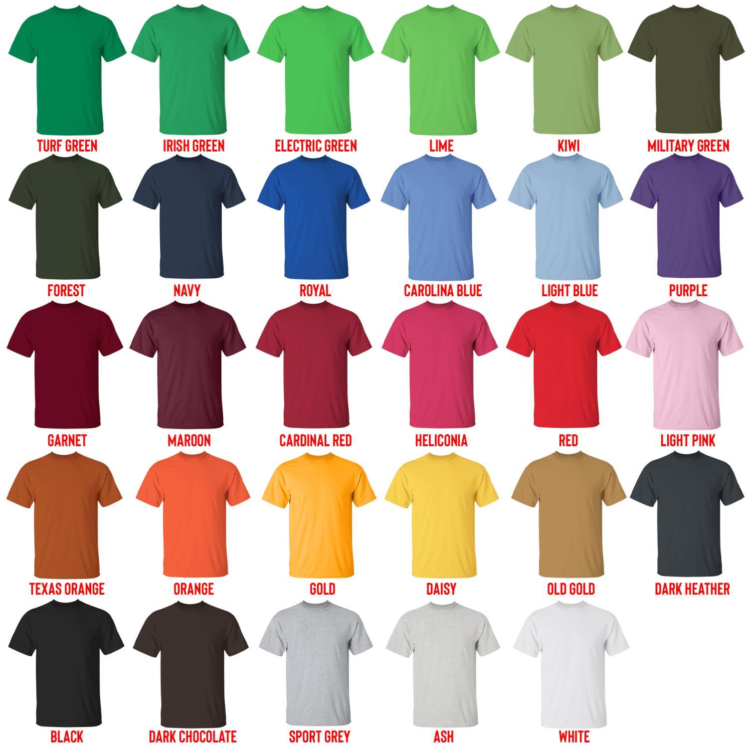 t shirt color chart - Out Of Character Shop
