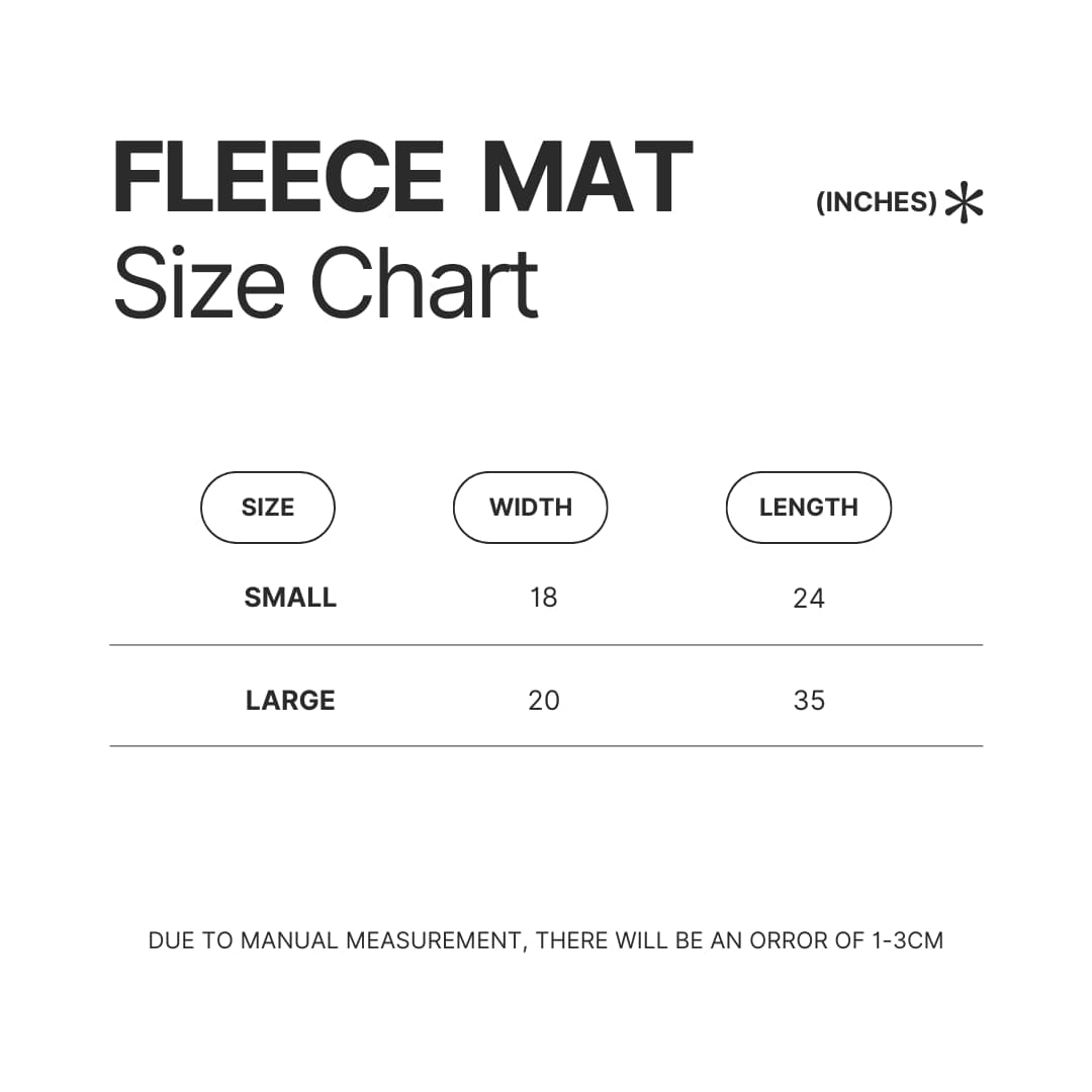 Fleece Mat Size Chart - Out Of Character Shop